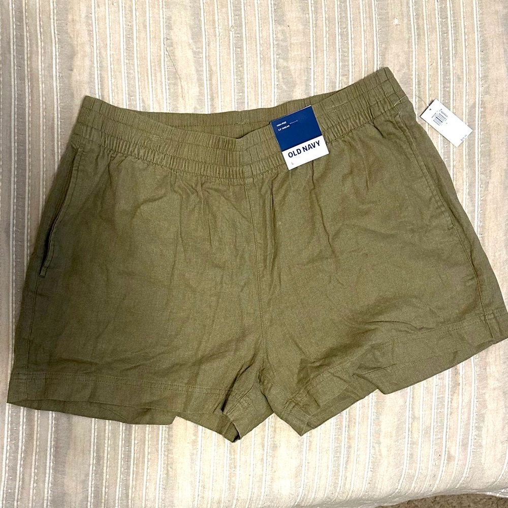 Old Navy Green Linen Shorts Large